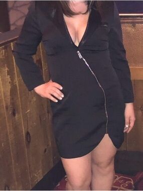 Tobi Black Asymmetrical Zip Blazer